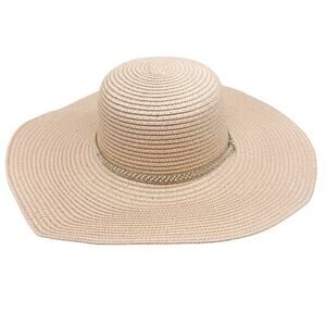 Marcus Adler Women's Wide Brim Rhinestone Band Straw Sun Hat Blush Pink One Size
